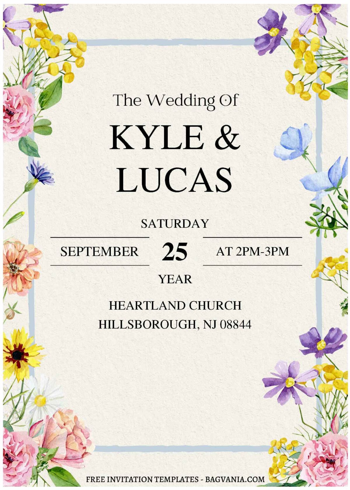 (Free Editable PDF) Pristine Wildflowers Wedding Invitation Templates C