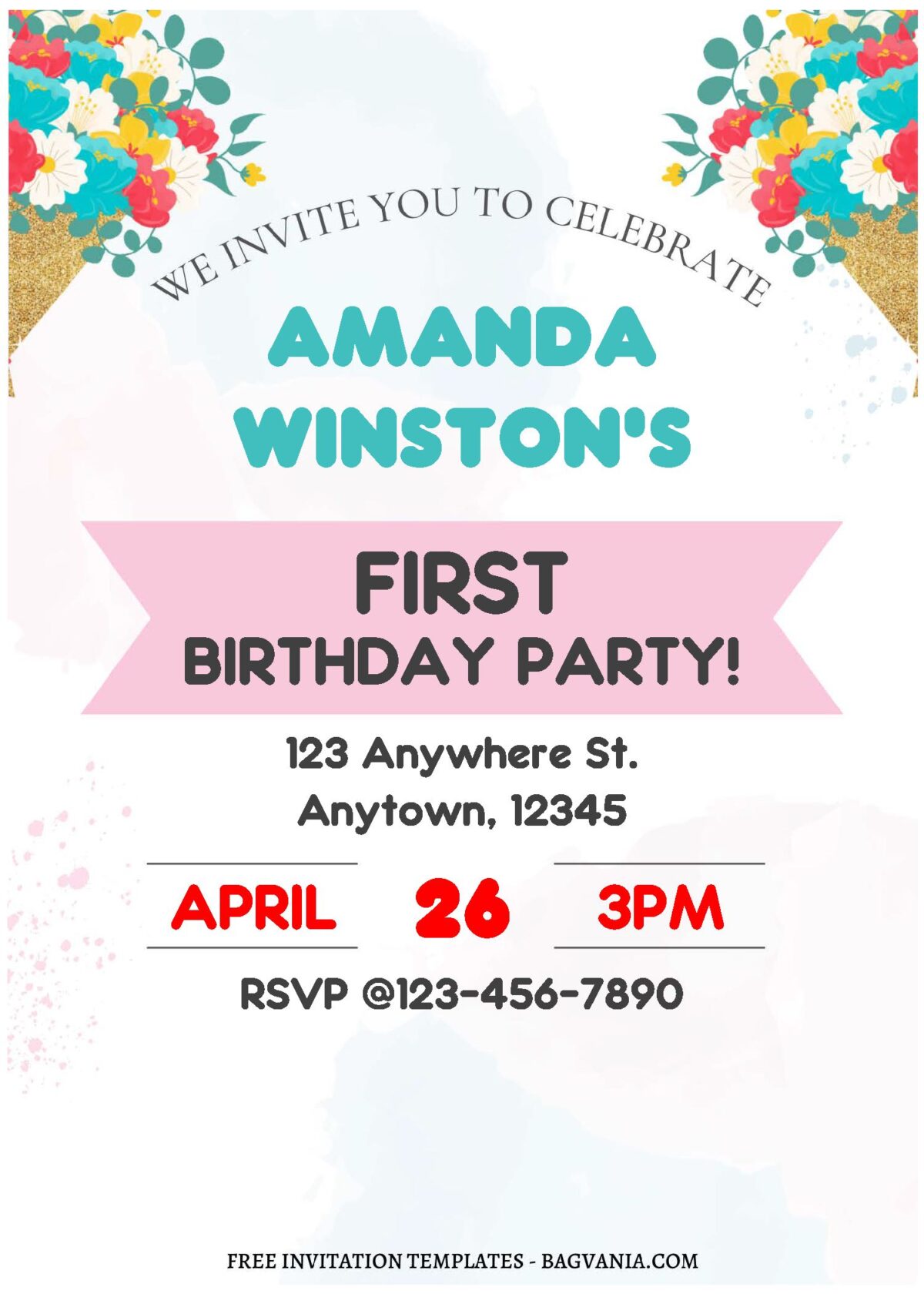 (Free Editable PDF) Sweet And Fun Girly Birthday Invitation Templates A