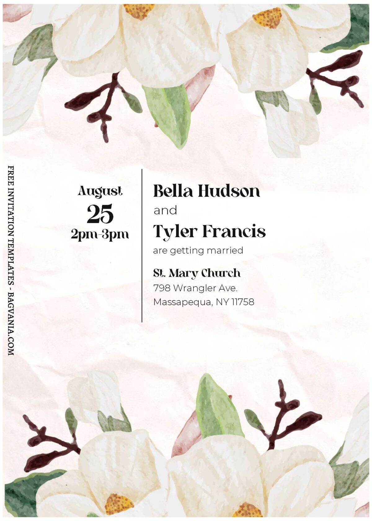 (Free Editable PDF) Elegant Soft Floral Wedding Invitation Templates C