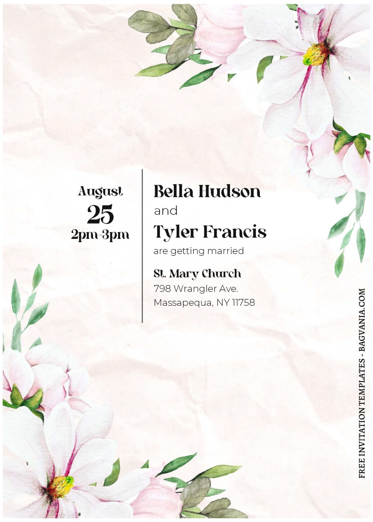 (Free Editable PDF) Elegant Soft Floral Wedding Invitation Templates A