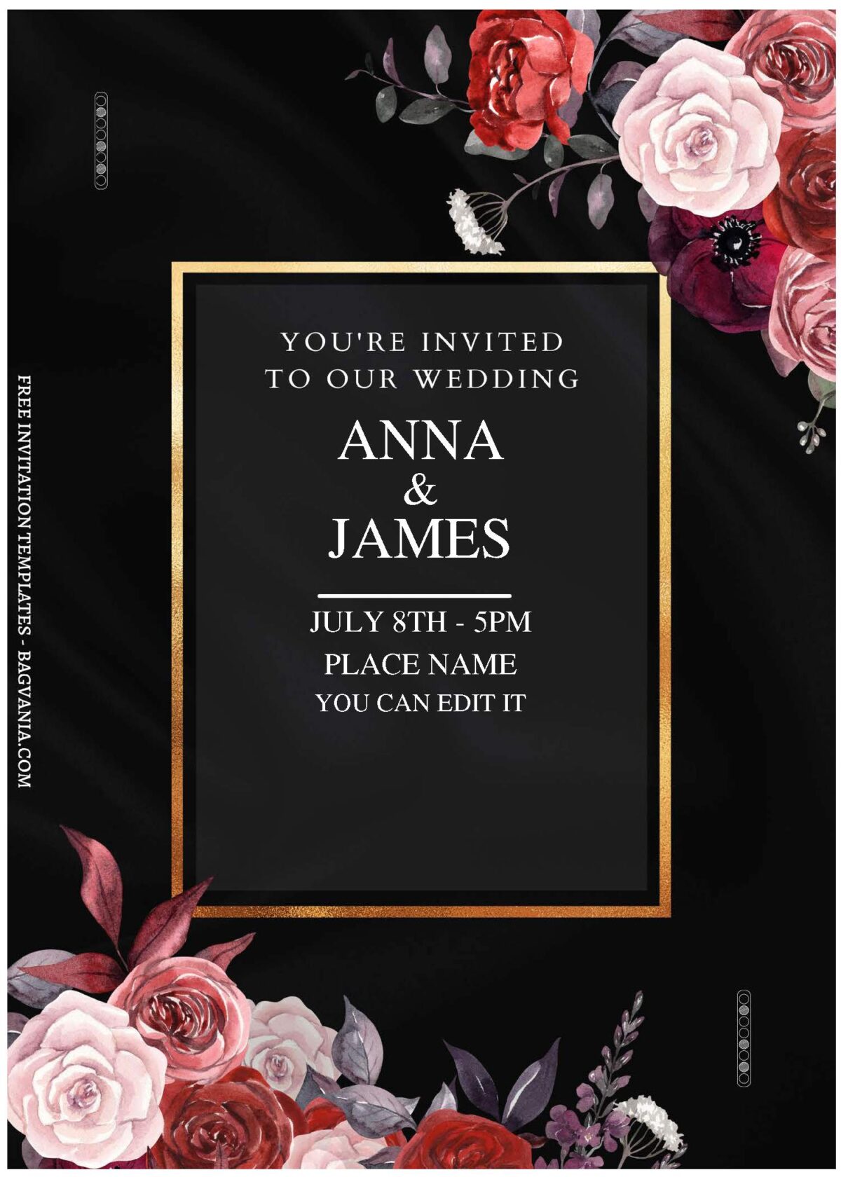 (Free Editable PDF) Modern Floral Romance Wedding Invitation Templates A