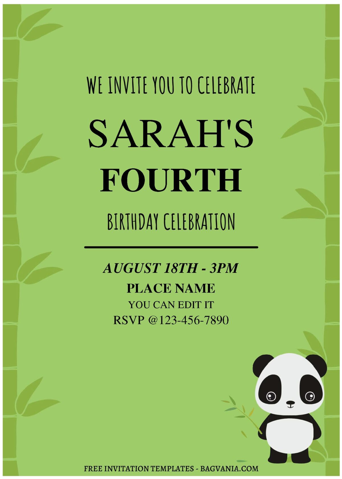 (Free Editable PDF) Bubbly Cute Panda Birthday Invitation Templates C