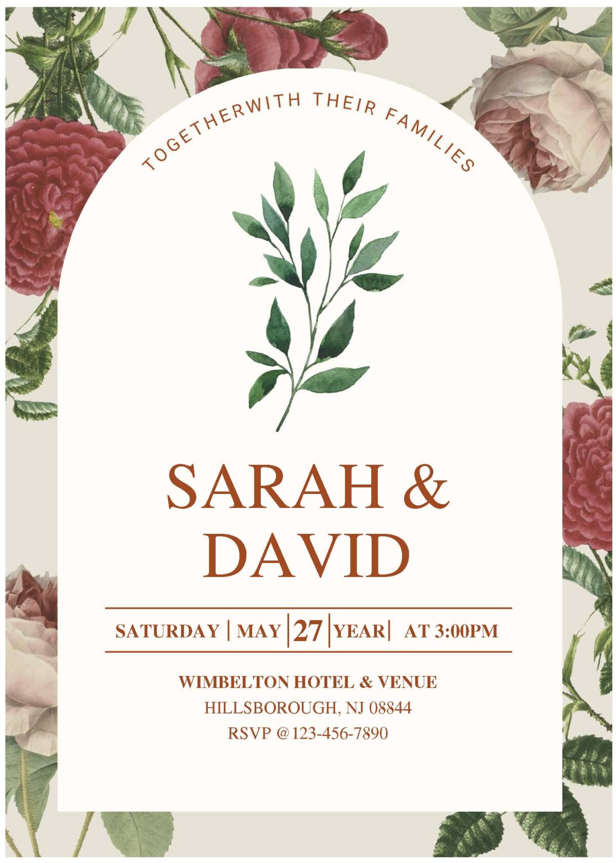 (Free Editable PDF) Earthy Bohemian Rose Wedding Invitation Templates C