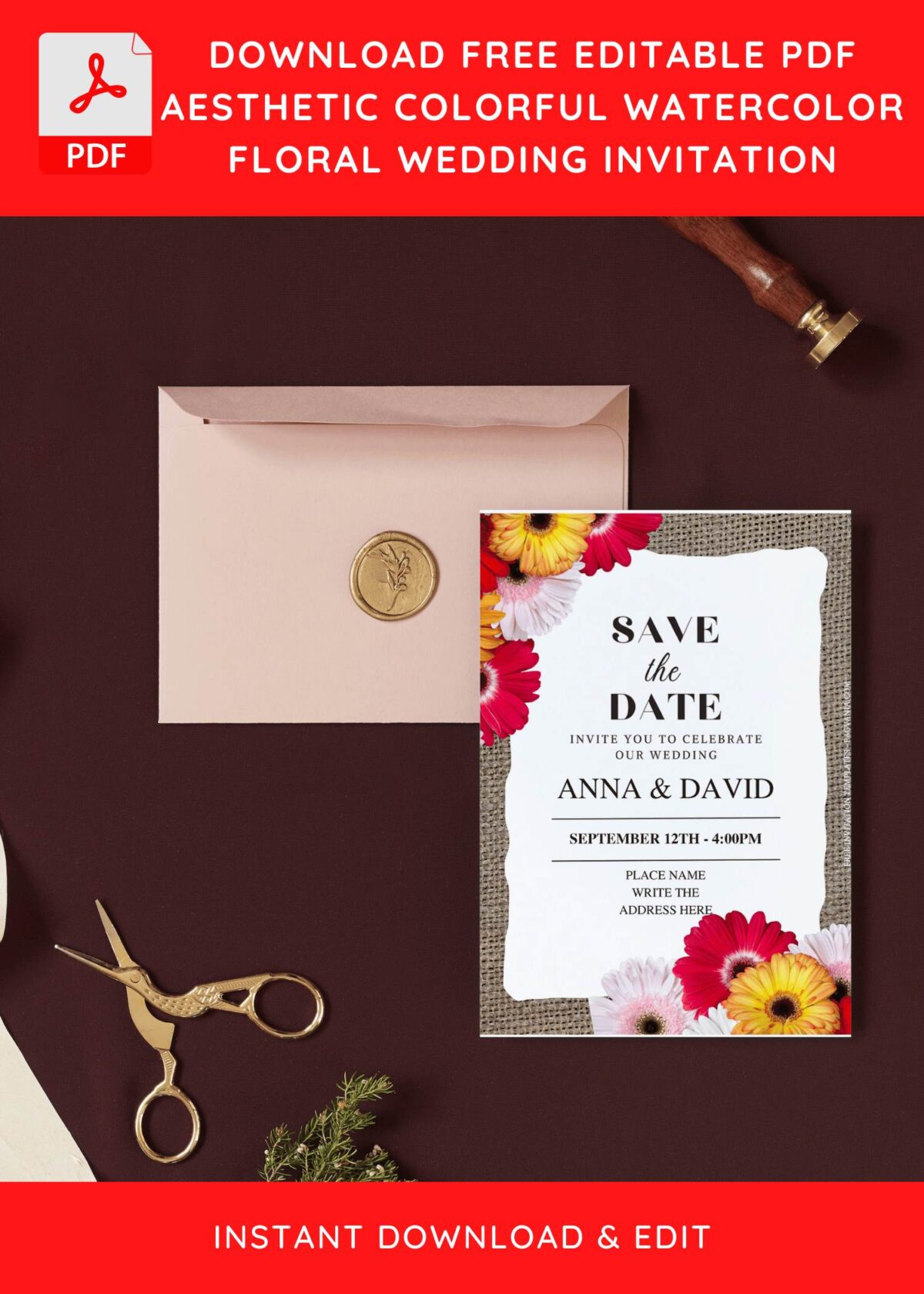 (Free Editable PDF) Soft & Delicate Sunflower Wedding Invitation Templates I