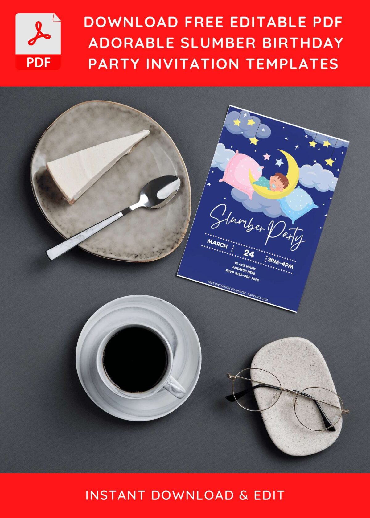 (Free Editable PDF) Starry Night Slumber Birthday Party Invitation Templates G