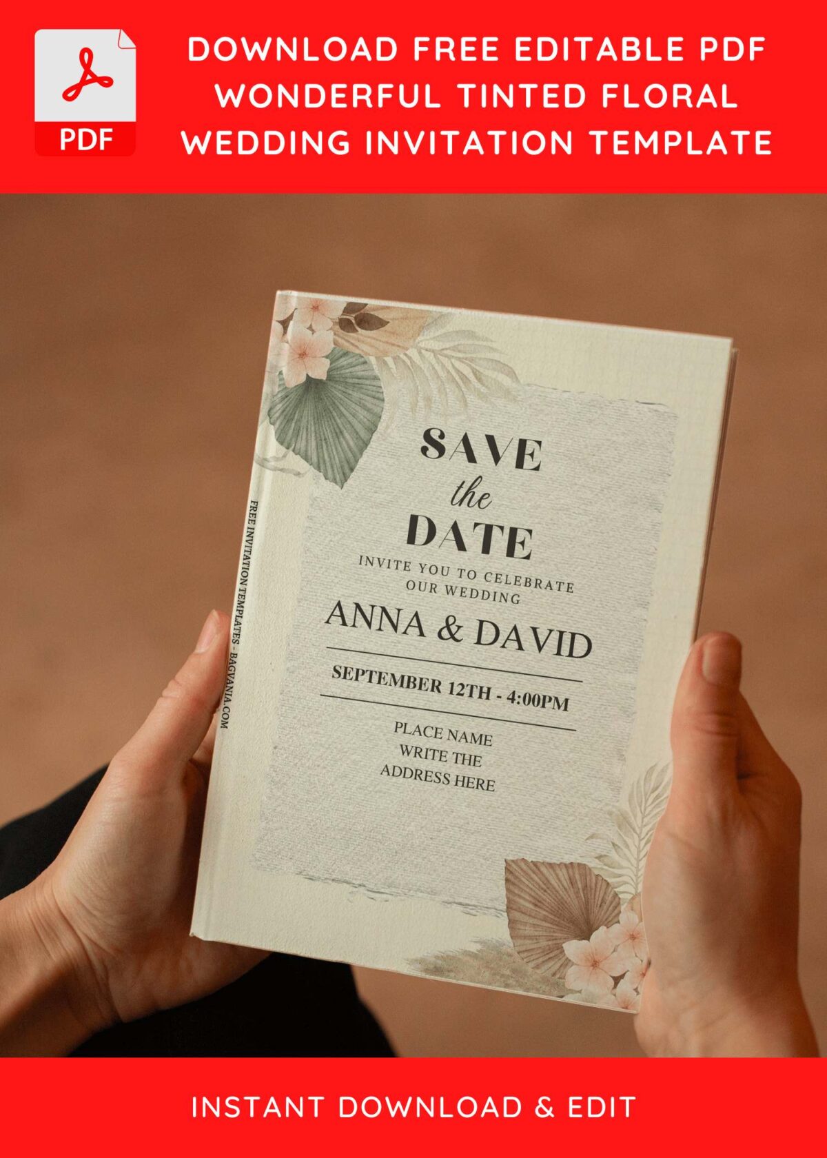 (Free Editable PDF) Greenery And Floral Wedding Invitation Templates E