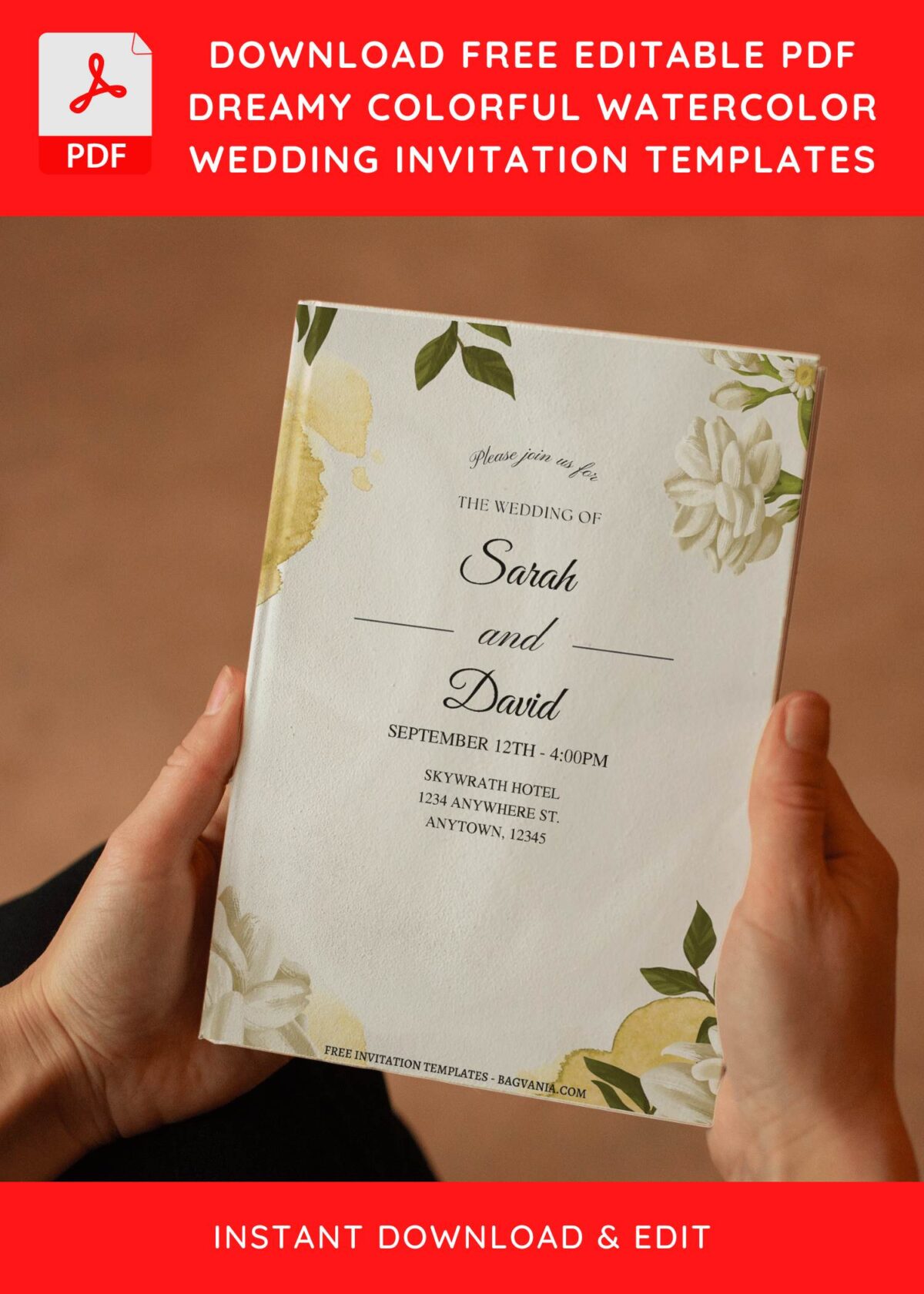 (Free Editable PDF) Gorgeous Cosmos Flower Wedding Invitation Templates E
