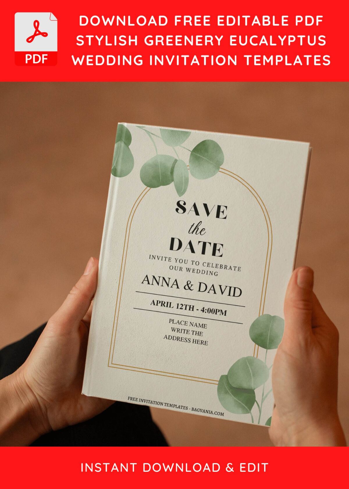 (Free Editable PDF) Elegant Eucalyptus Wedding Invitation Templates E