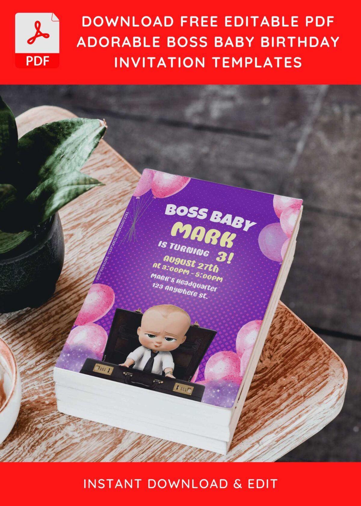 (Free Editable PDF) Festive Boss Baby Birthday Invitation Templates D