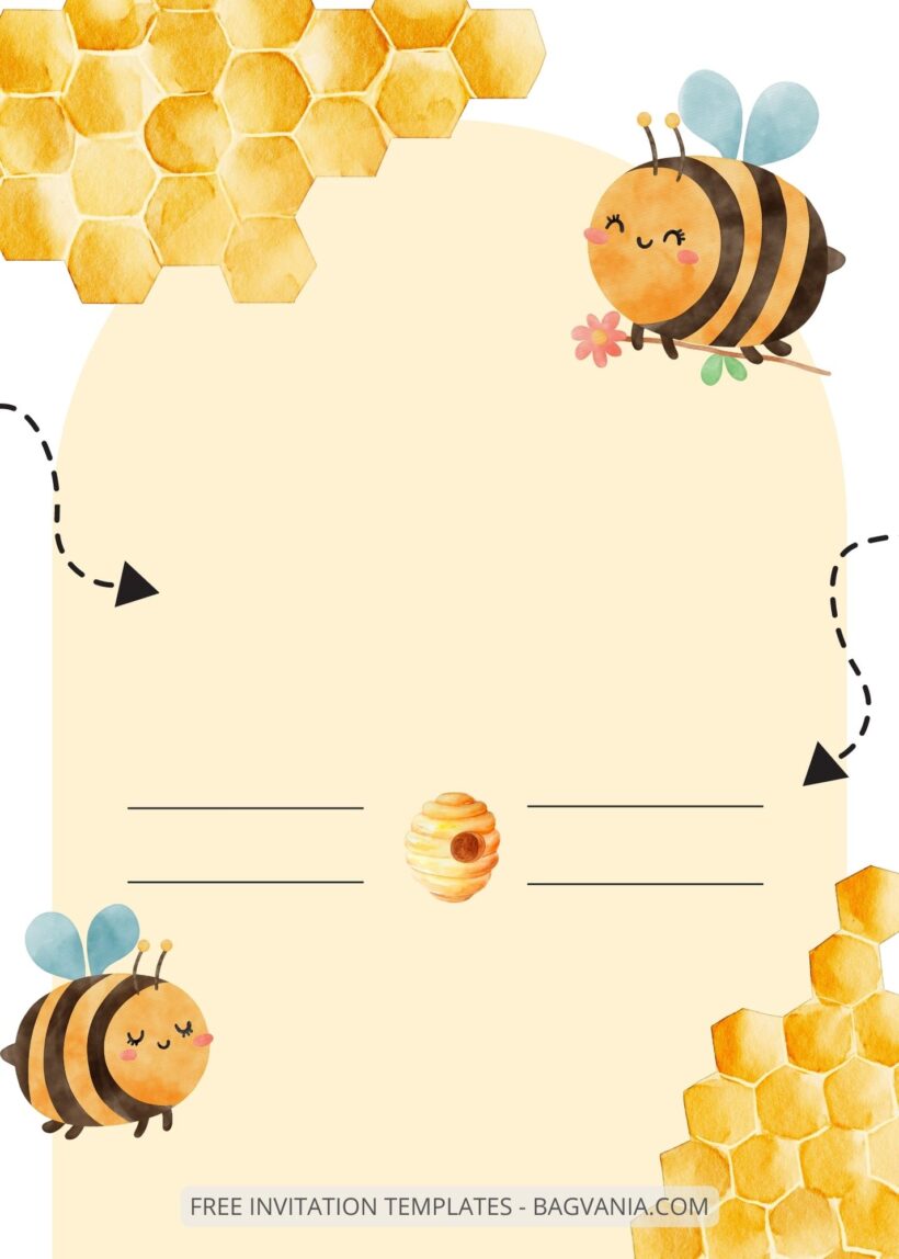 Blank Bee Hive Birthday Invitation Templates FIve