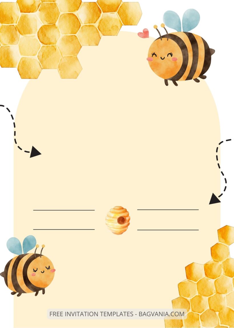 Blank Bee Hive Birthday Invitation Templates Four