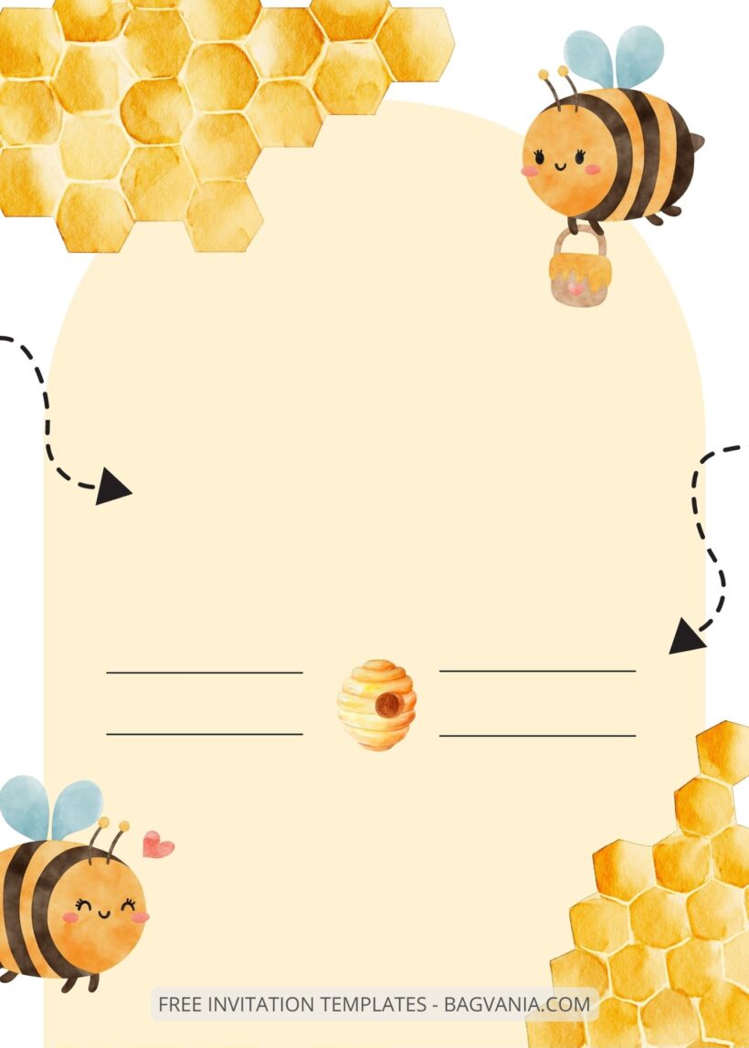 Blank Bee Hive Birthday Invitation Templates One