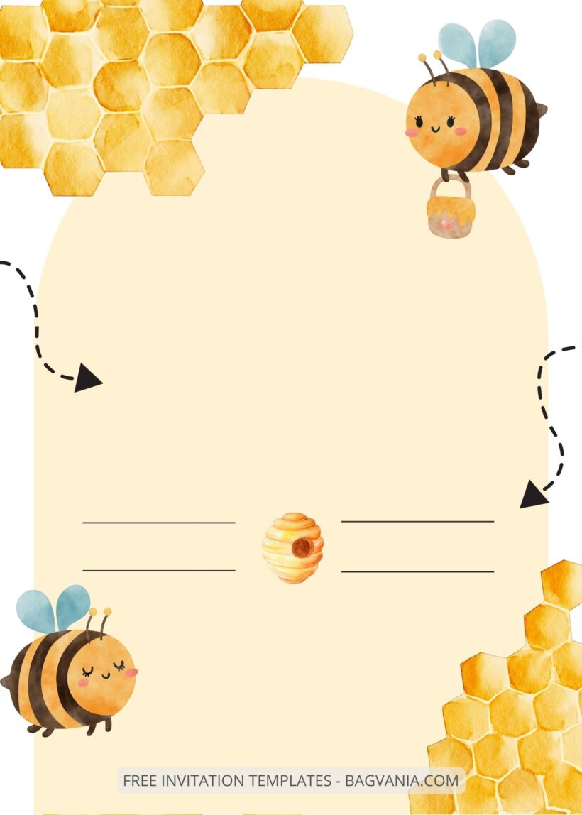 Blank Bee Hive Birthday Invitation Templates Three