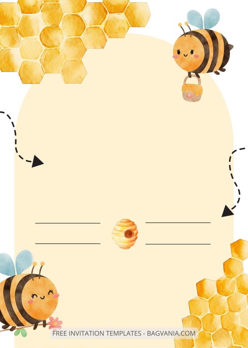 Blank Bee Hive Birthday Invitation Templates Two