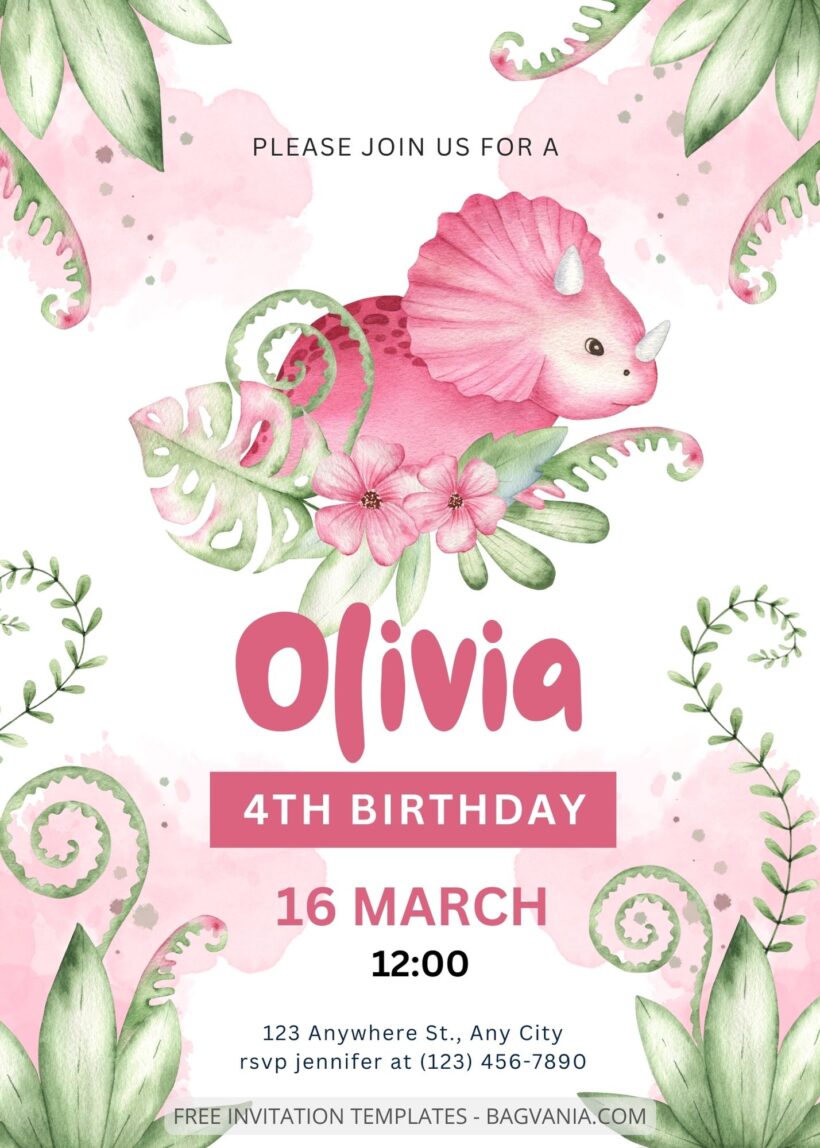 7+ Dino Floral Birthday Invitation Templates Title