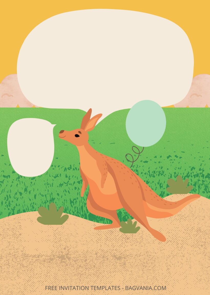 Blank Kangaroos Birthday Invitation Templates Five