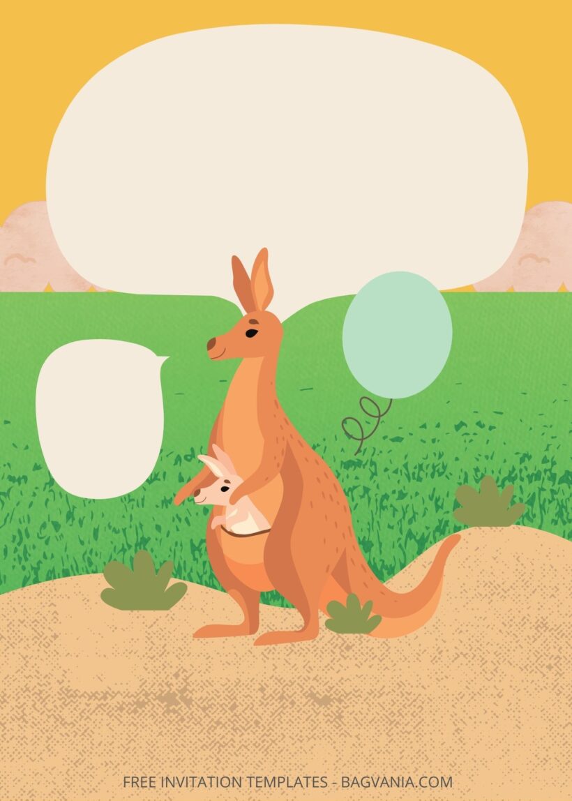 Blank Kangaroos Birthday Invitation Templates One