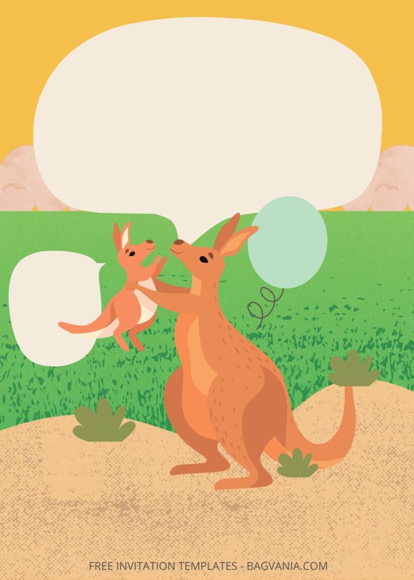 Blank Kangaroos Birthday Invitation Templates Three