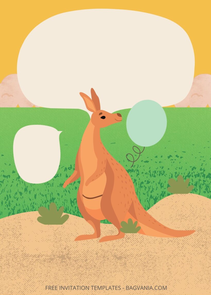 Blank Kangaroos Birthday Invitation Templates Two