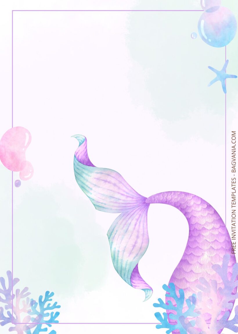 Blank Mermaid Tail Birthday Invitation Templates Two