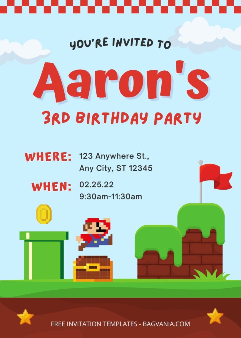 7+ Pixel Mario Birthday Invitation Templates Title