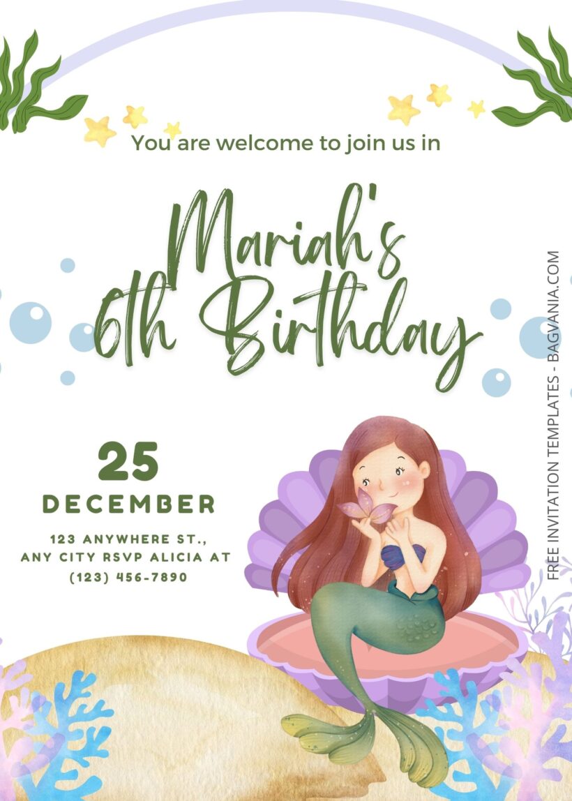 8+ Mermaid Pearl Birthday Invitation Templates Title