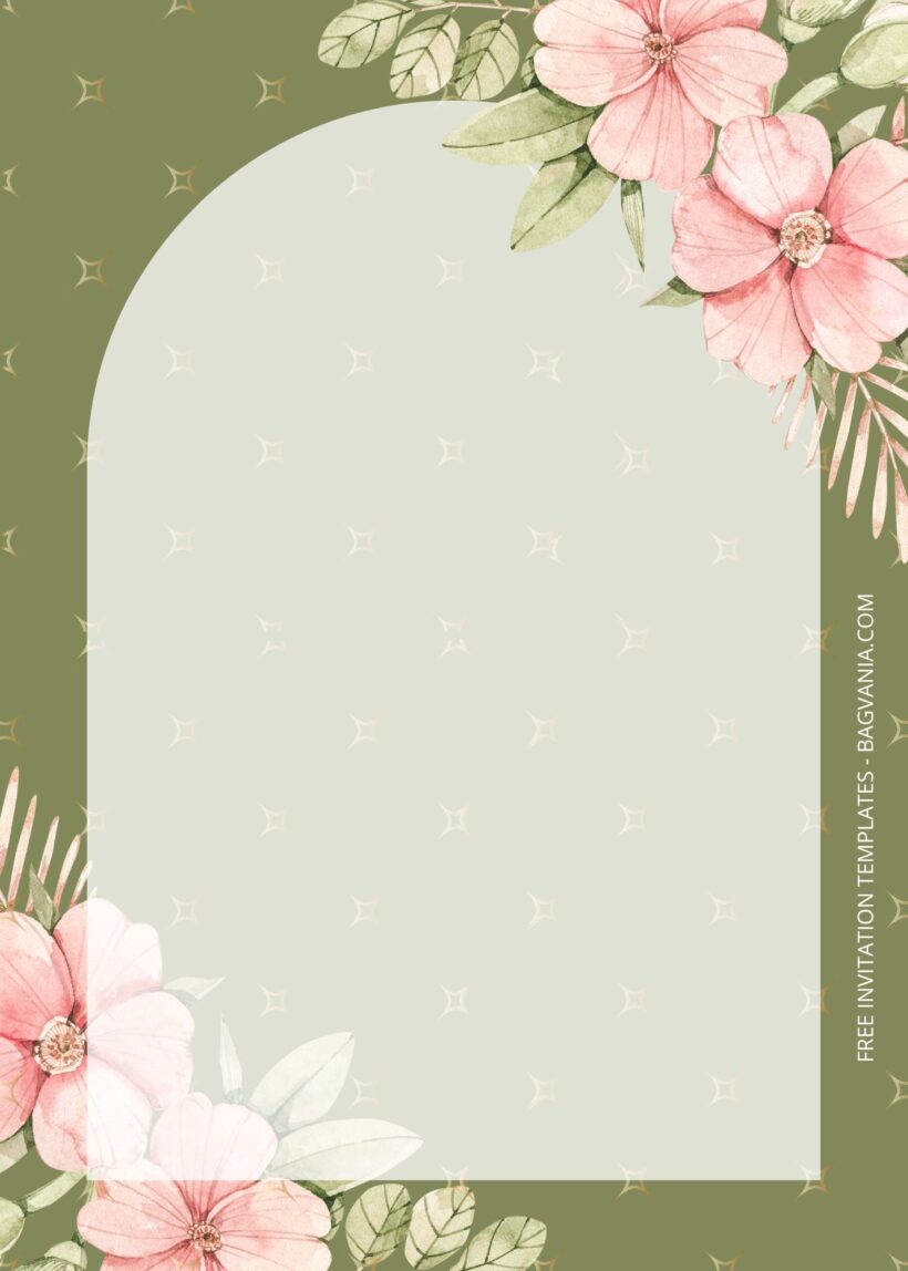 Blank Pink Floral Baby Shower Invitation Templates One