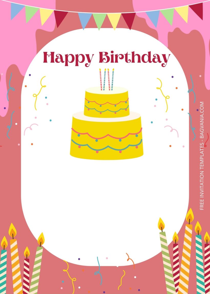 Blank Sweet Cake Birthday Invitation Templates Five
