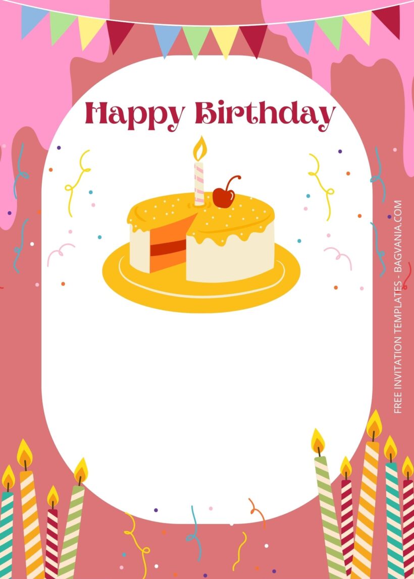 Blank Sweet Cake Birthday Invitation Templates Six