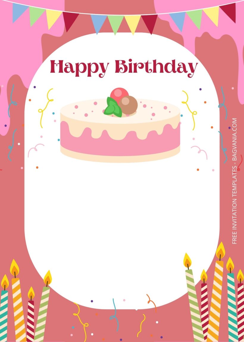 Blank Sweet Cake Birthday Invitation Templates Three