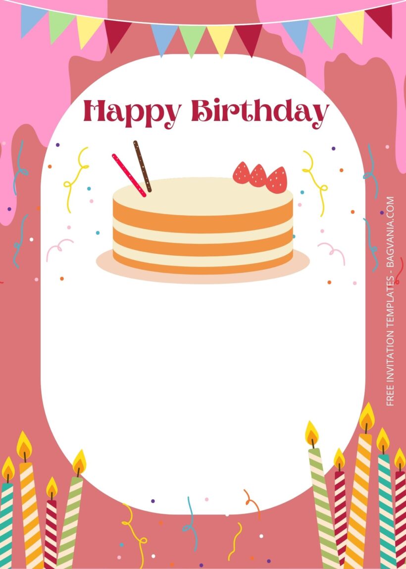 Blank Sweet Cake Birthday Invitation Templates Two