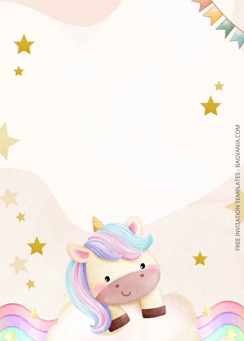Blank Funky Unicorn Baby Shower Invitation Templates Two