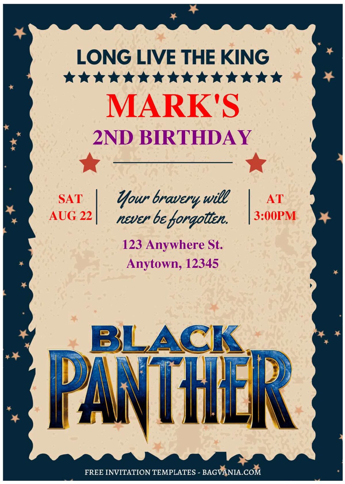 (Free Editable PDF) Marvel Black Panther Birthday Invitation Templates C