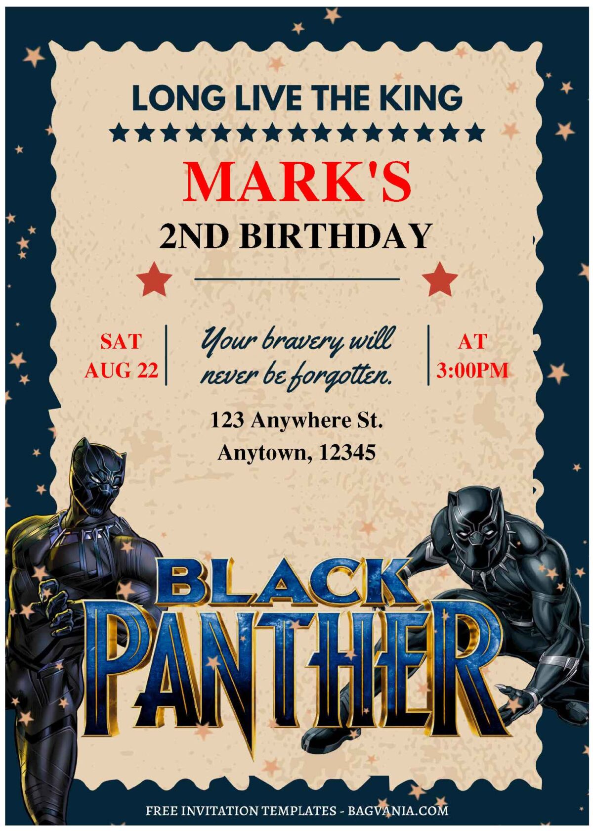 (Free Editable PDF) Marvel Black Panther Birthday Invitation Templates A