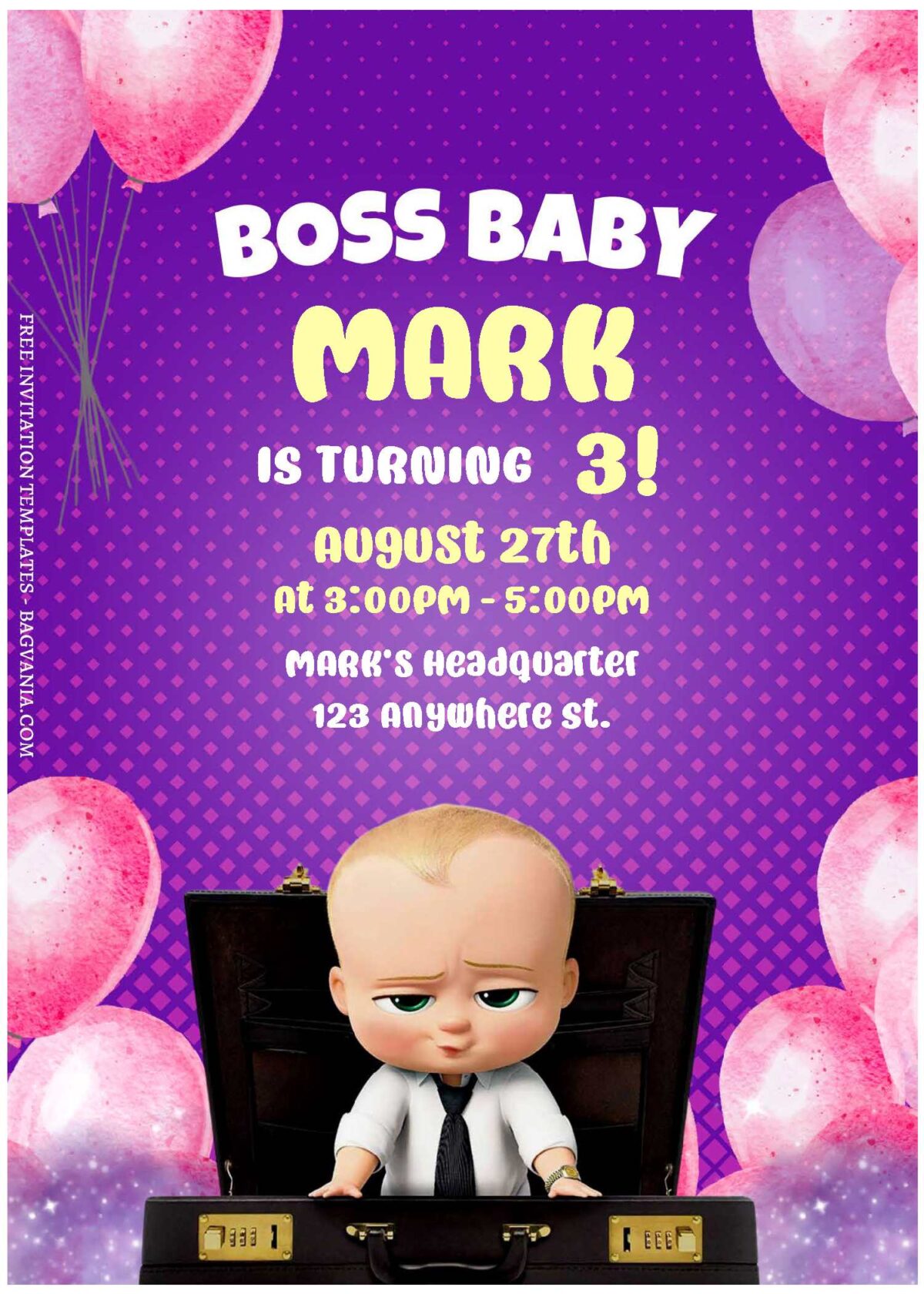 (Free Editable PDF) Festive Boss Baby Birthday Invitation Templates A