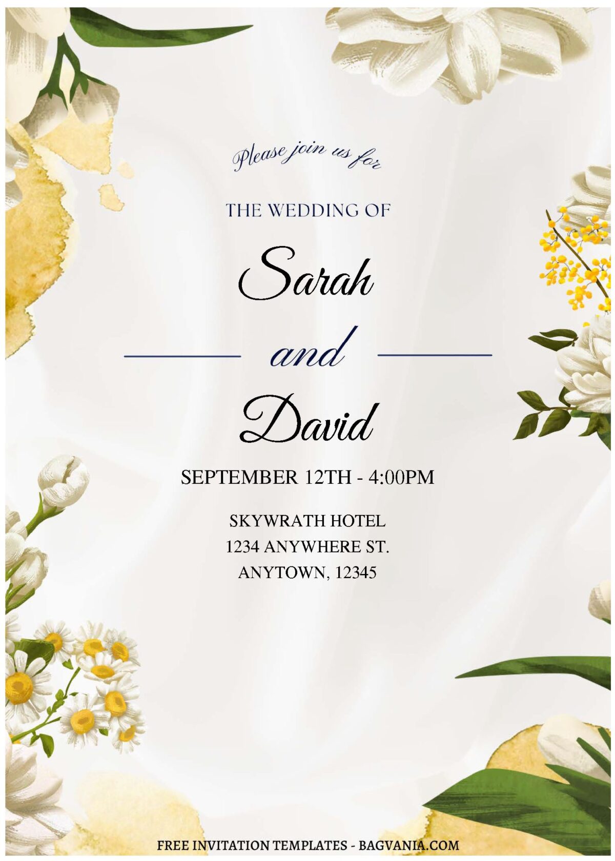 (Free Editable PDF) Gorgeous Cosmos Flower Wedding Invitation Templates C