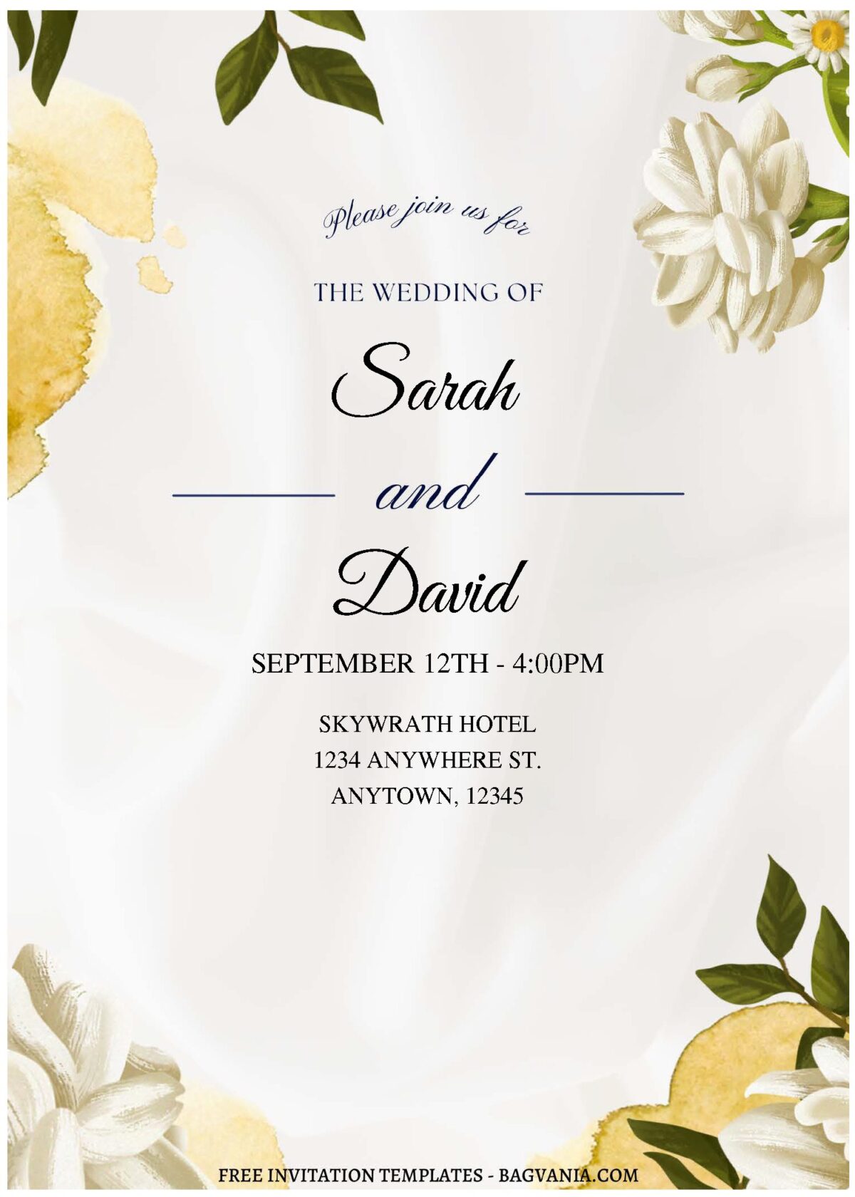 (Free Editable PDF) Gorgeous Cosmos Flower Wedding Invitation Templates A