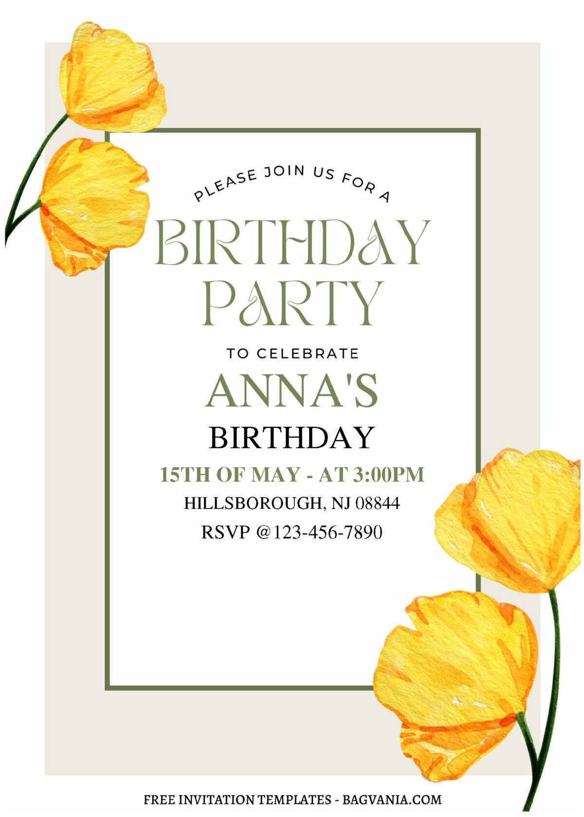(Free Editable PDF) Blossoming Garden Edge Birthday Invitation Templates A