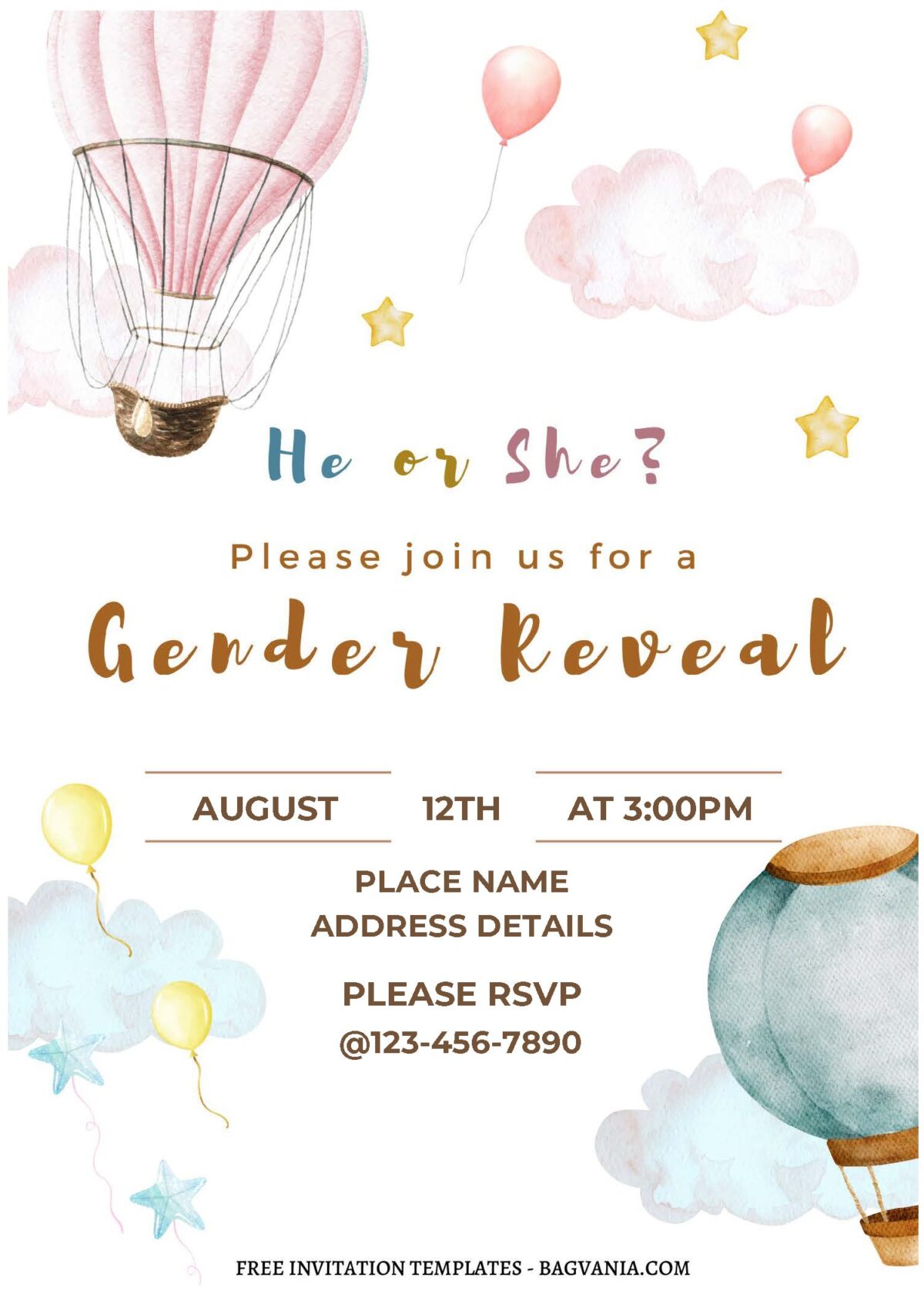 (Free Editable PDF) Cutesy Gender Reveal Invitation Templates C