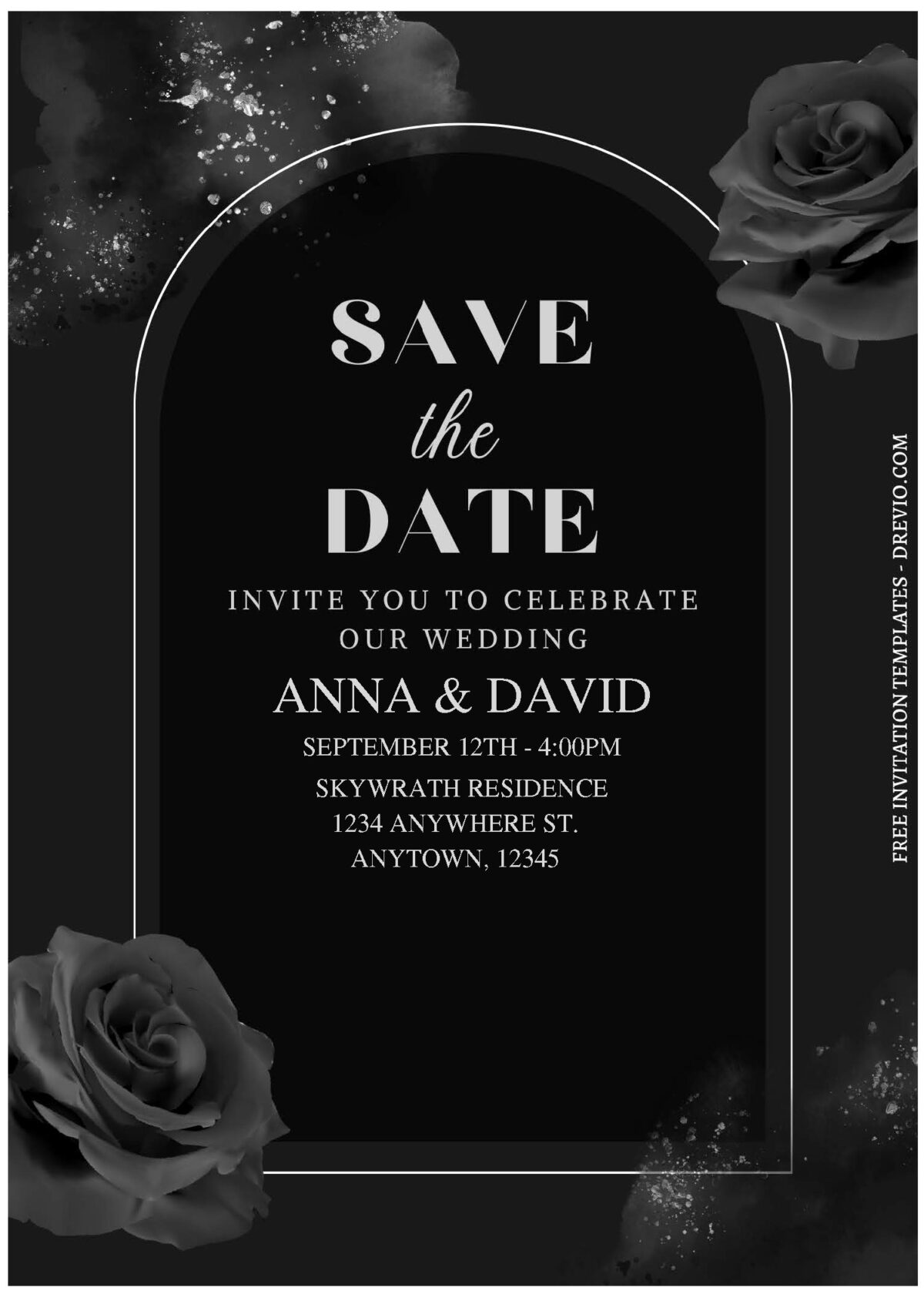 (Free Editable PDF) Classically Elegant Dark Floral Wedding Invitation Templates C