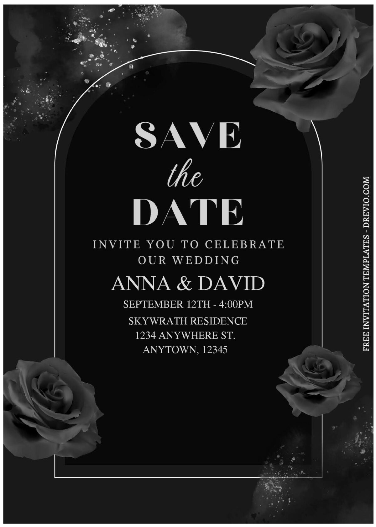 (Free Editable PDF) Classically Elegant Dark Floral Wedding Invitation Templates A