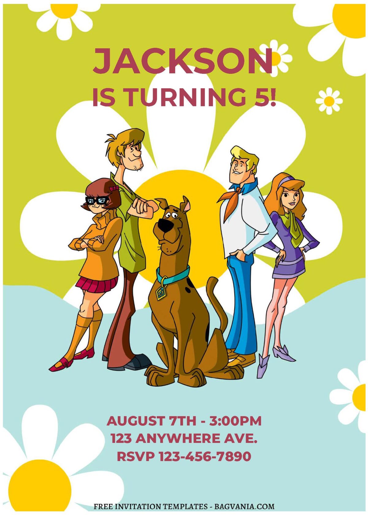 (Free Editable PDF) Lovely Scooby Doo & Friends Birthday Invitation Templates A
