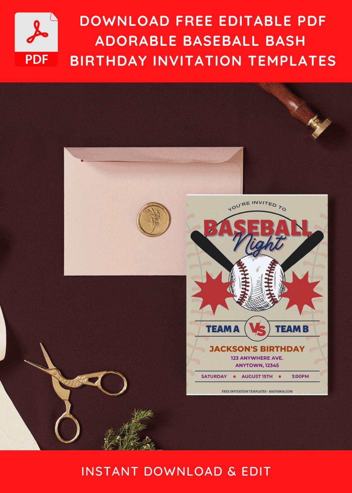 (Free Editable PDF) Awesome Baseball Birthday Invitation Templates II