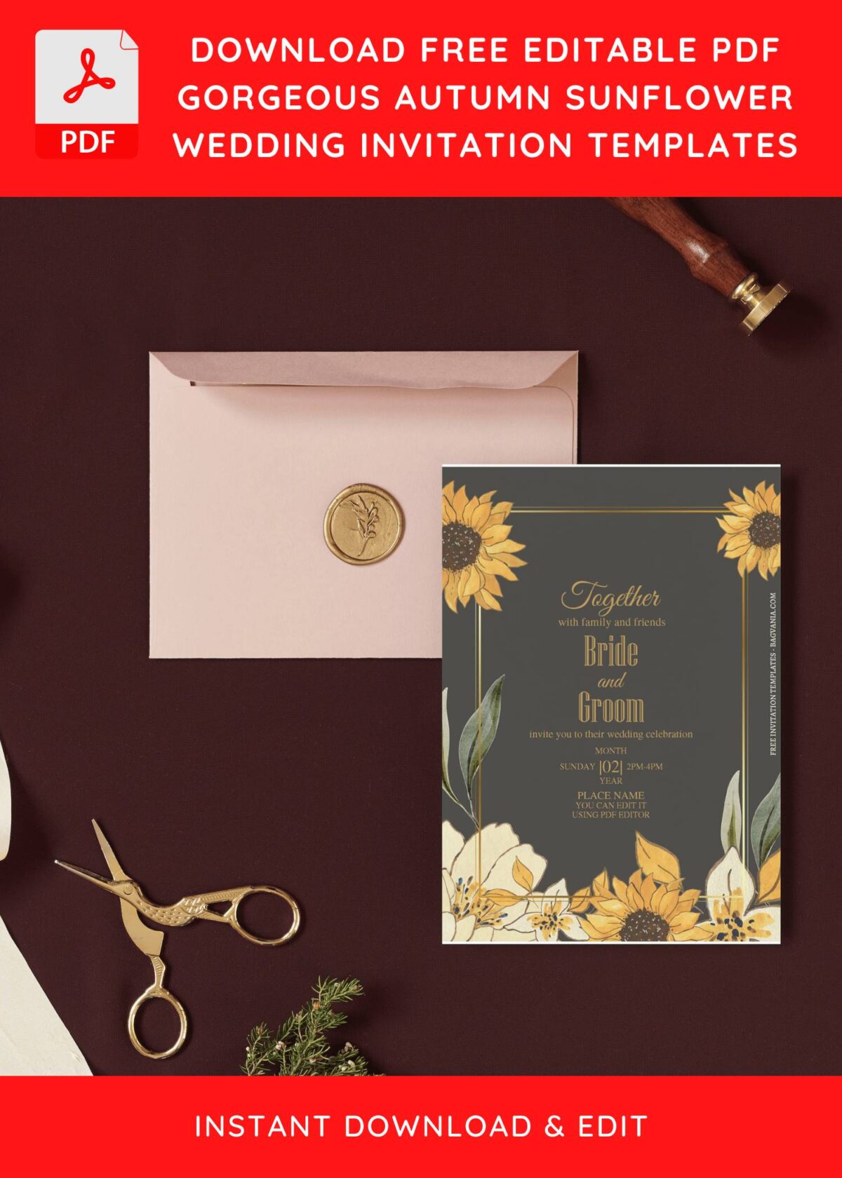 (Free Editable PDF) Simply Beautiful Autumn Floral Wedding Invitation Templates I