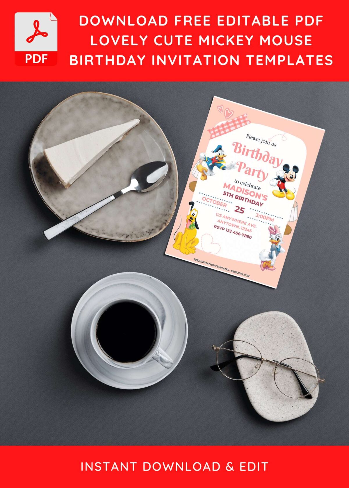(Free Editable PDF) Mickey Mouse Clubhouse Kids Birthday Invitation Templates G