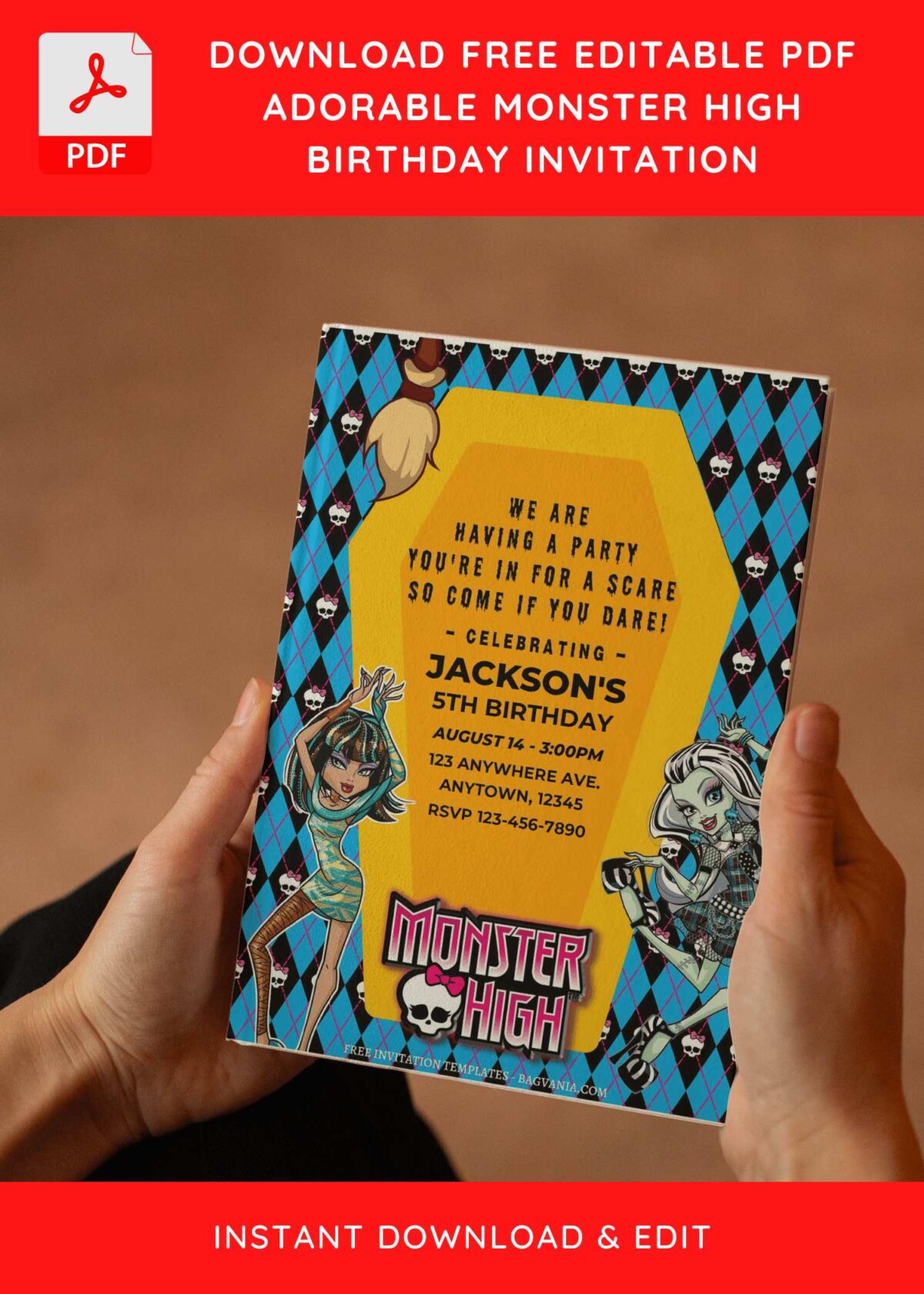 (Free Editable PDF) Lovely Monster High Birthday Invitation Templates E