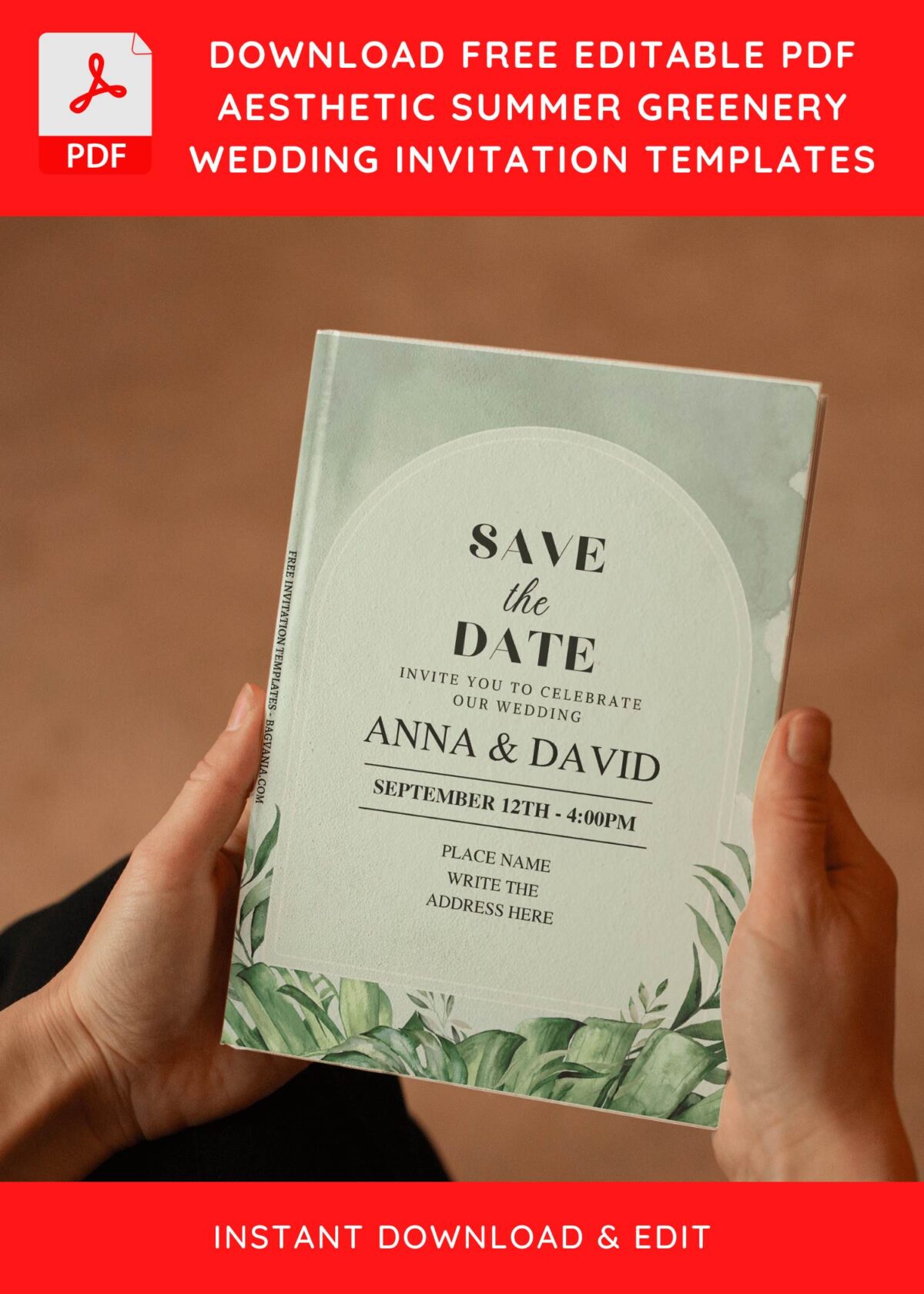 (Free Editable PDF) Classy Greenhouse Greenery Wedding Invitation Templates with pampas grass
