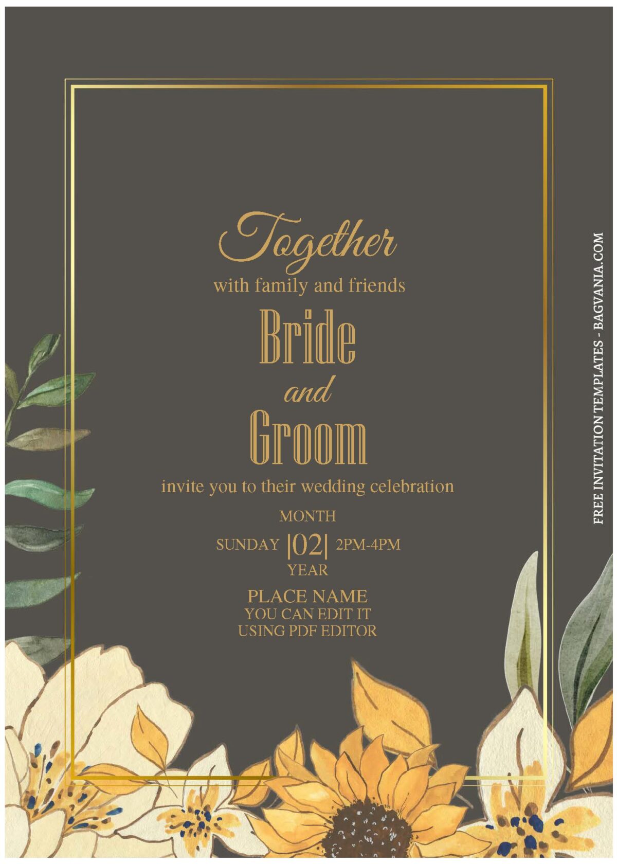 (Free Editable PDF) Simply Beautiful Autumn Floral Wedding Invitation Templates C