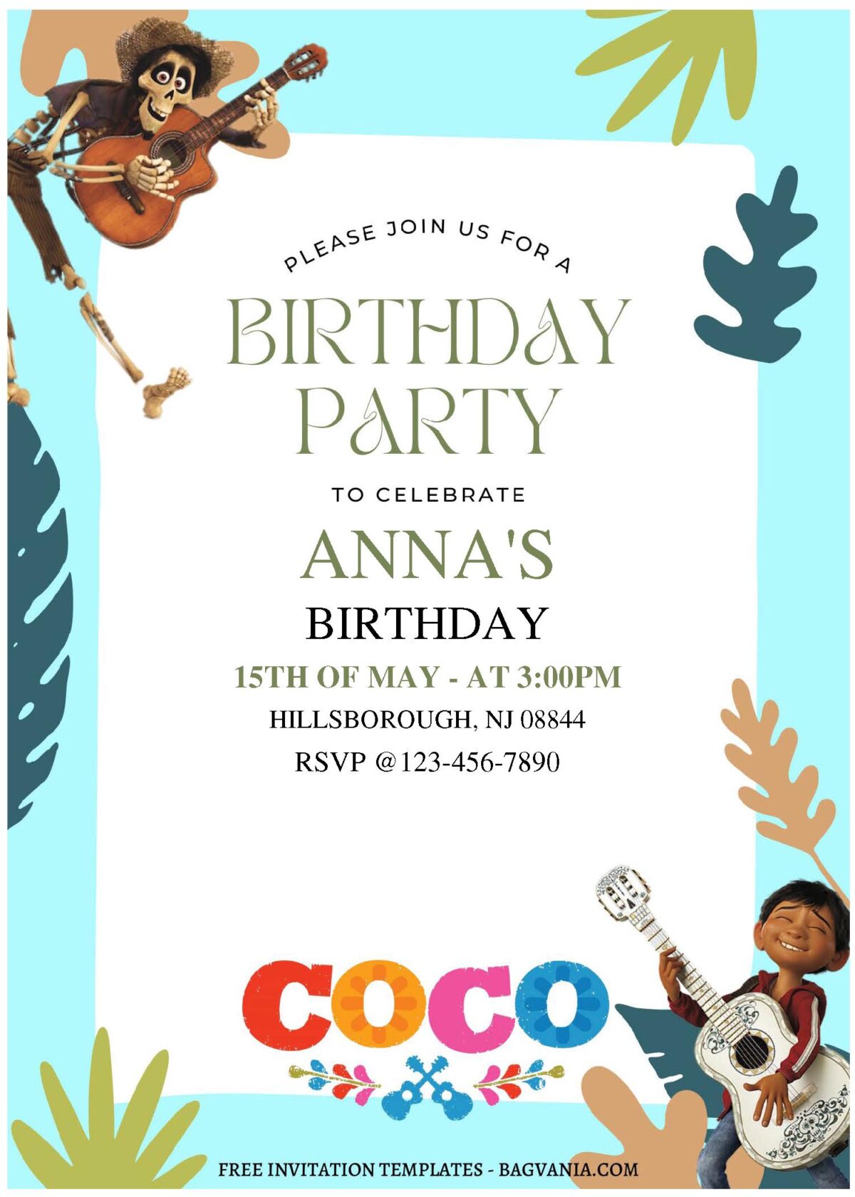 (Free Editable PDF) Summer Fiesta Disney Coco Birthday Invitation Templates C