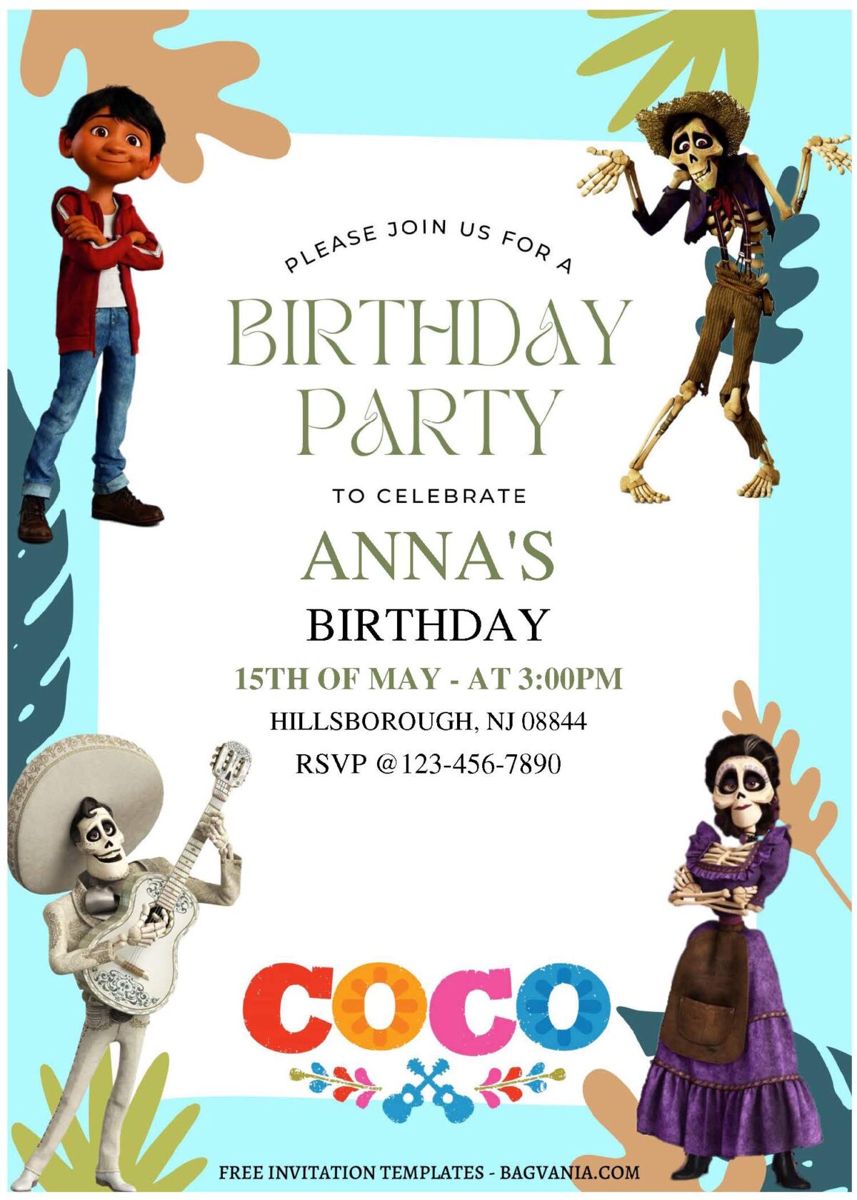(Free Editable PDF) Summer Fiesta Disney Coco Birthday Invitation Templates A